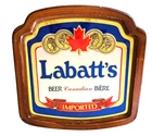 Vintage Labatts Imported Beer Canadian Biere Wooden Framed Bar Wall Mirror Sign