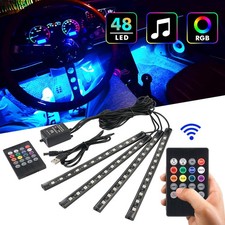 48 Led Car Interior Neon Atmosphere Light Strip Under Floor Dash Usb W Remote