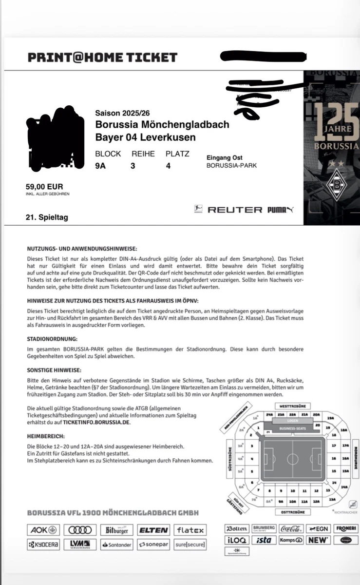 Ticket De Match Borussia Dortmund Vs Mönchengladbach – Saison 1988/89