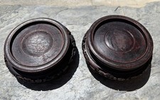 Two Ornate Vintage Chinese Carved Rosewood 2.5  Display Pedestal Vase Stands