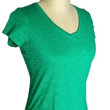 JcPenny JCP T-Shirt Womens Size PS Green V-Neck Burnout Short Sleeve