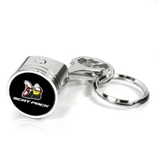 Scat-Pack Dodge Challenger Chrome Finished Metal Piston Key Chain Key-ring