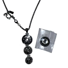 Silver Tone Pendant Snap with Charm Necklace