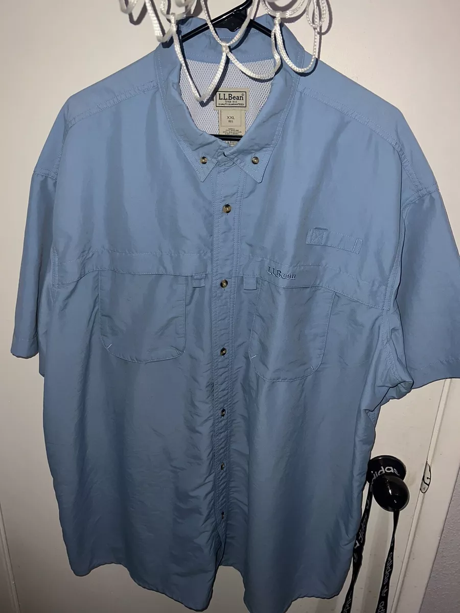 L.L.Bean 🎣 2 Pocket Mesh Vented Caped Back Short Sleeve Fly Fishing Shirt XXL