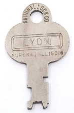 Vintage Key National Lock Co LYON N9M 751 D Aurora Illinois Appx 1-1/2" 