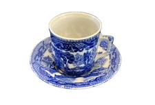 Blue Willow Cup and Saucer Set Miniature Made in Japan 3.5"x2"