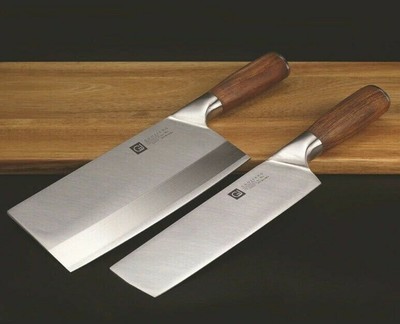 Cleaver Knife Chef Nakiri Stainless Steel Wood Handle Slicing Chopping Beef Cut 