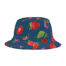 Assorted fruit Bucket Hat , strawberries, cherries, and blueberries