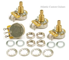 4 CTS 525K 5% tolerance Custom Audio Taper Pots SHORT Shaft 3/8" fit Epiphone LP