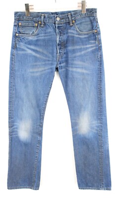 Levi's 501 Herrenjeans W34/L31 Straight Fit Schnurrhaare Fade Effekt Blau