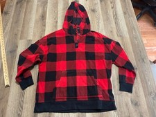 Old Navy Hoodie, Boy's Size Medium, Black Red, Check, Pullover, 1/4 Buttons