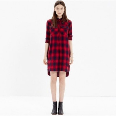 red flannel shirt dress
