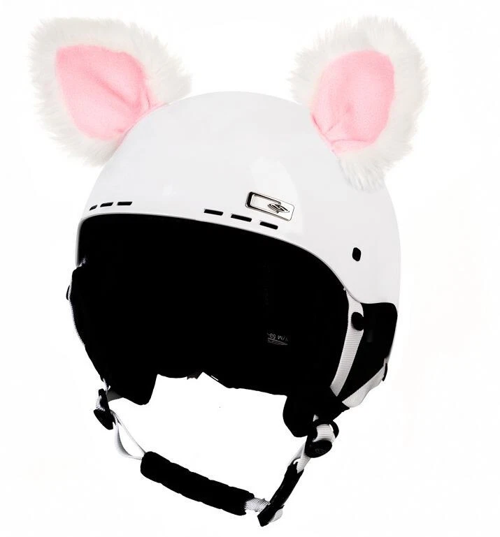 CRAZY EARS Katzenohren Helmohren für Helm Ohren Helmet Ears Skihelm Katzen Katze weiß rosa