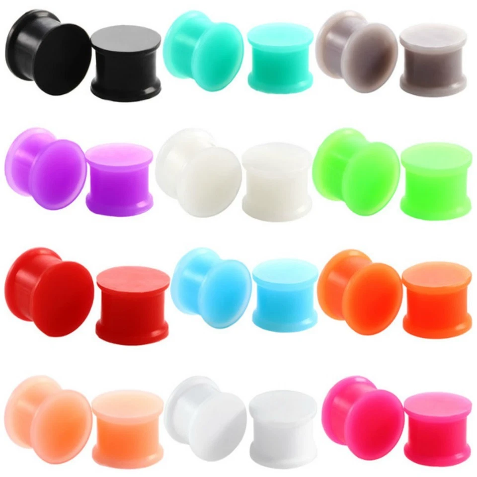 PAAR 3MM - 25MM SILIKON PLUGS OHR TUNNEL PIERCING FLESH PLUG SILICONE STÖPSEL - Bild 1 von 1