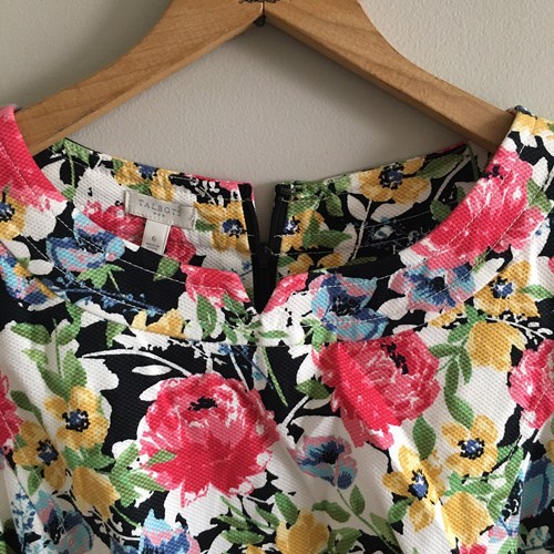 TALBOTS abito tubino donna bianco rosa acquerello floreale tela zip nuovo con etichetta tg 6 - Foto 2 di 9