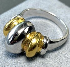 Vintage Ring Silver Gold Modernist Estate Fine Jewelry Pre-owned Knot Size 7.75