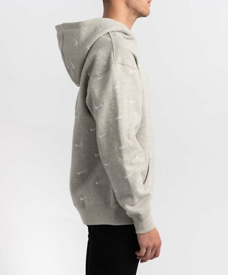 nike nrg swoosh logo hoodie grey