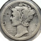 1918-S Mercury Dime 10c Fine Good G+ * Great Original Surfaces * 1918S #2