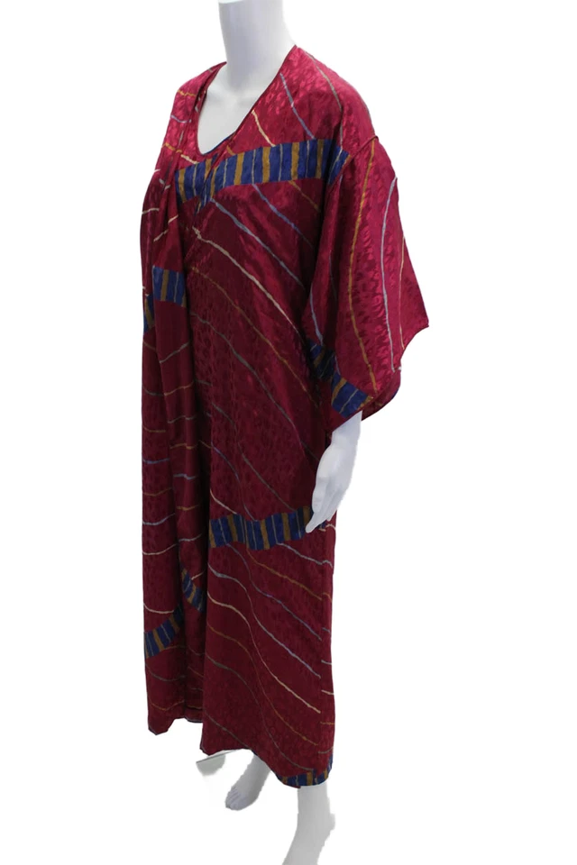 Conjunto de bata y vestido magenta Mary McFadden para mujer satinado estampado a rayas talla M Foto 2 de 4