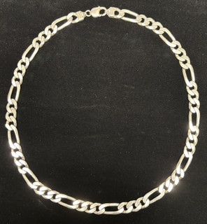 925 Sterling Silver Italy Figaro Chain 24" Necklace 11mm 105 Grams PreOwned