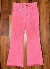 VTG 70s Levi's Flare Bell Bottoms White Tab Talon 42 Distress Red Jeans 28x27