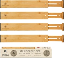 Expandable Bamboo Drawer Dividers – Drawer Separators for Clothes, Kitchen Utens