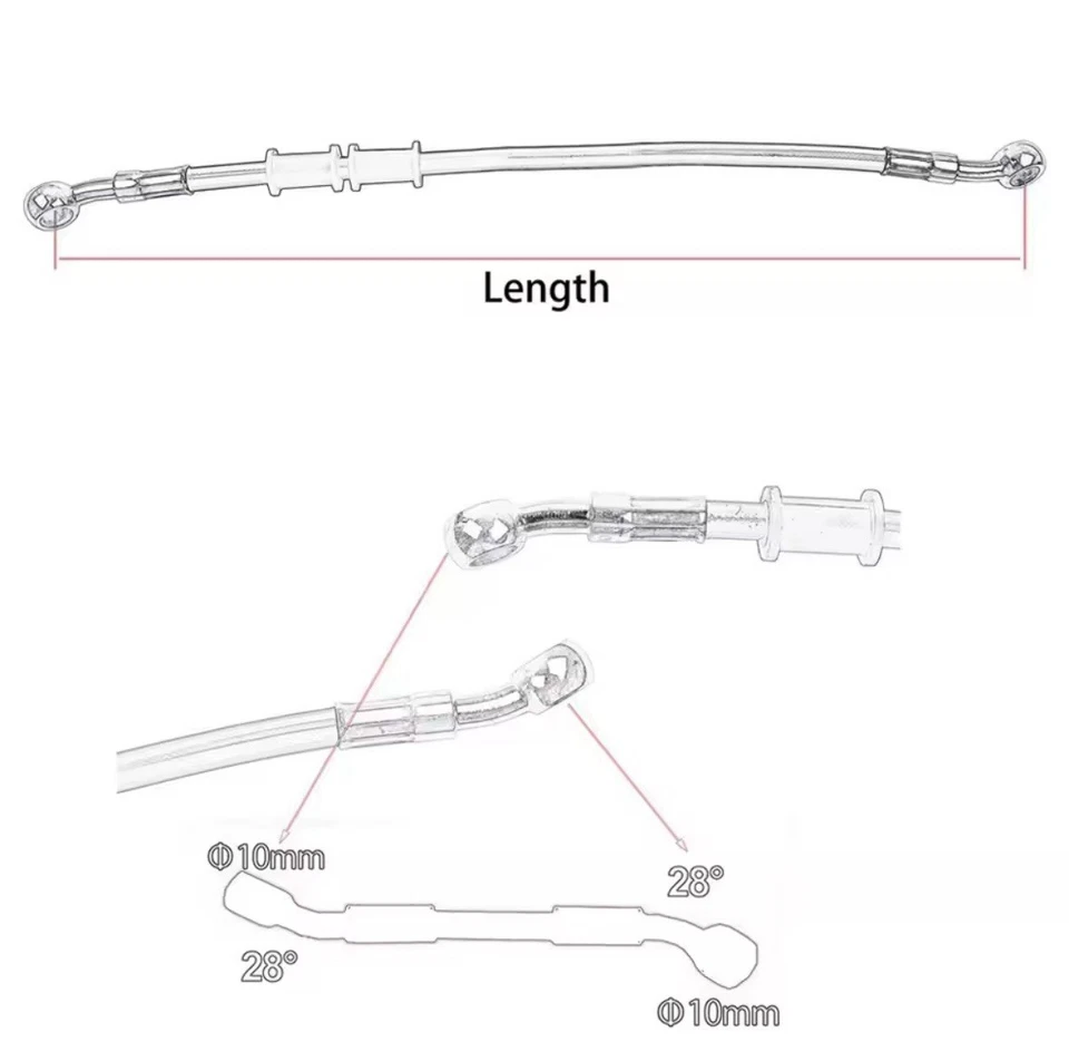 TUBO FRENO IN TRECCIA AERONAUTICO MOTO SCOOTER RACING UNIVERSALE 110 cm ROSSO - Imagen 2 de 4