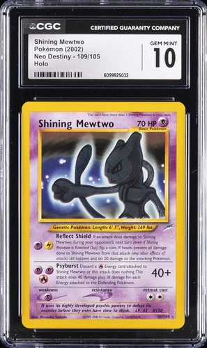 2002 POKEMON NEO DESTINY SHINING MEWTWO #109 SECRET RARE HOLO CGC 10