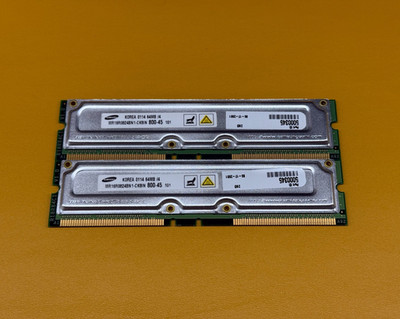 USED Samsung PC-800 64 MB RIMM 800M MHz Memory | MR16R0824BN1-CK8IN | 2 Modules
