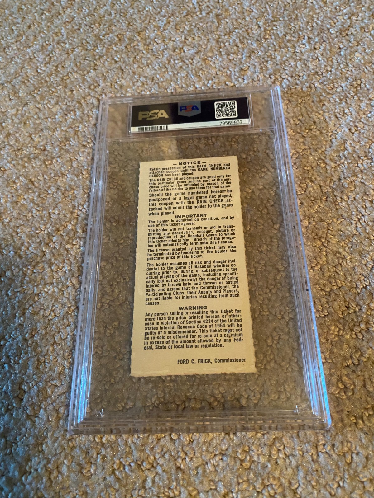 MICKEY MANTLE BREAKS RUTH WORLD SERIES HR RECORD #17 YANKS/CARDINALS GAME 6 PSA view 5