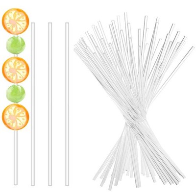 50 Pcs Acrylic Lollipop Sticks 8 Inch Cake Pop Sticks Clear Round Stir Rod Re...