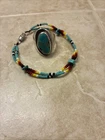 Vintage Silver Turquoise Mens Ring Size 10.5-11 And Bracelet
