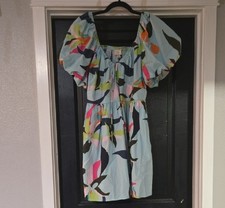 A New Day Floral Puff Sleeve Smocked V neck Neck Mini Dress LARGE