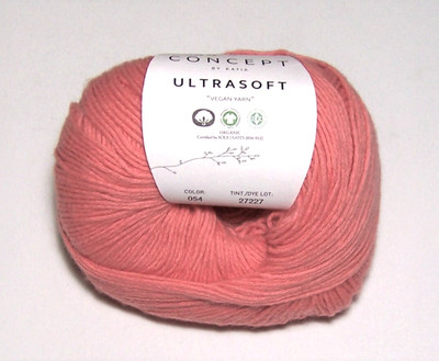 10 balls of Katia Concept ULTRASOFT 100% Cotton Certified Organic yarn #54 CORAL