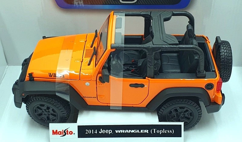 Maisto 1/18 Scale Diecast 46629 - 2014 Jeep Wrangler Topless - Orange - Image 4 of 4
