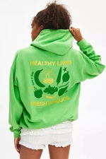 Urban Outfitters Healthy Living Graphic Overdyed Hoodie Sweatshirt Medium Green