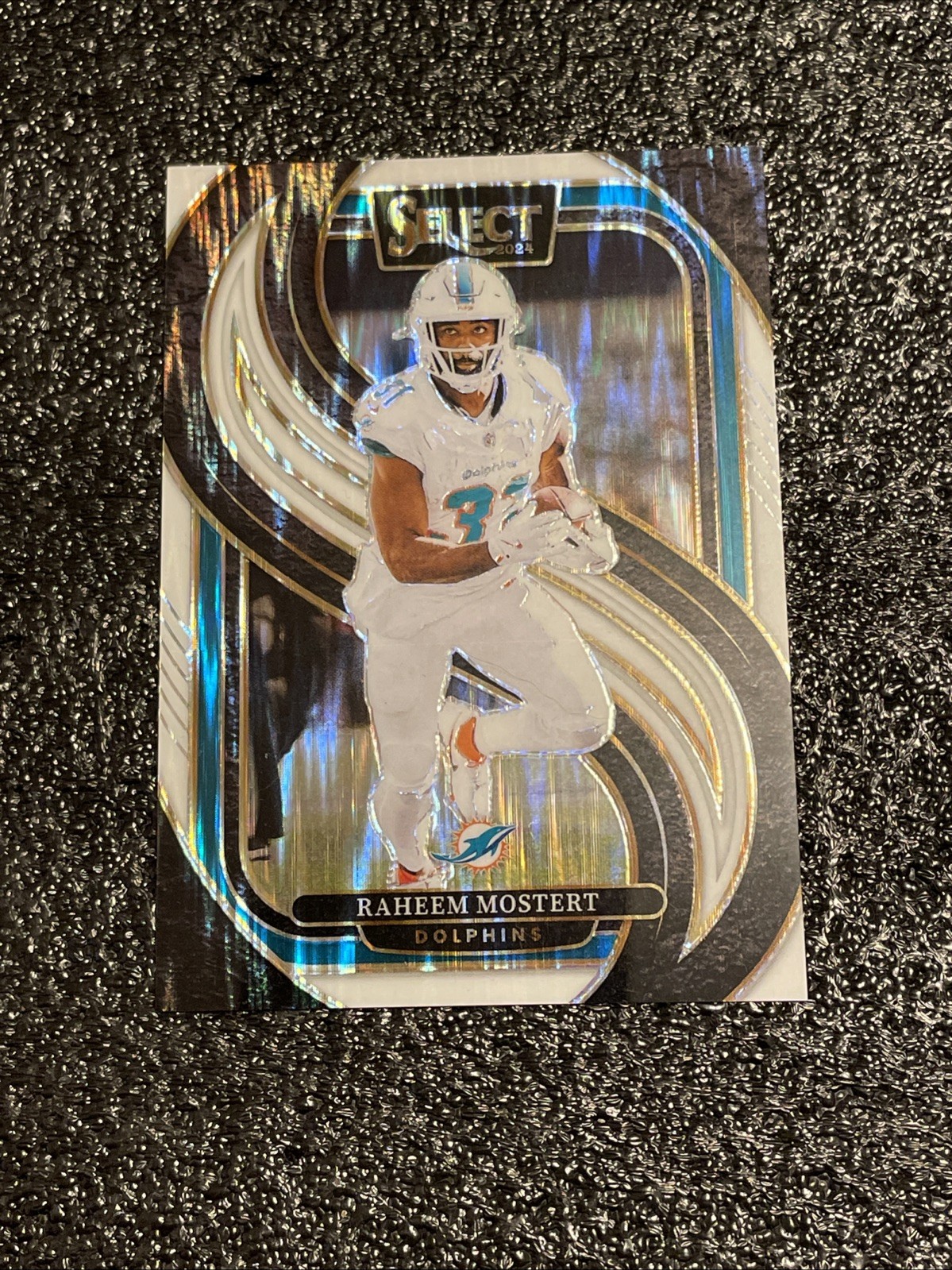 2024 Panini Select Premier Level Raheem Mostert #188 White Shock Prizm /199