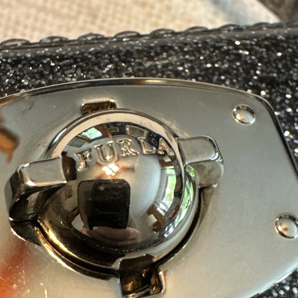 Bolso Bandolera Furla Gris Plata Brillo JALEA Caramelo Mini Cartera Italia 2WAY Foto 3 de 4