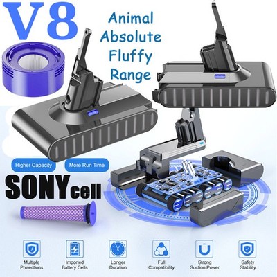 9000mAh Li-Ion Akku Für Dyson V8 HEPA Animal SV10 Fluffy Ersatzbatterie SONY 6AH