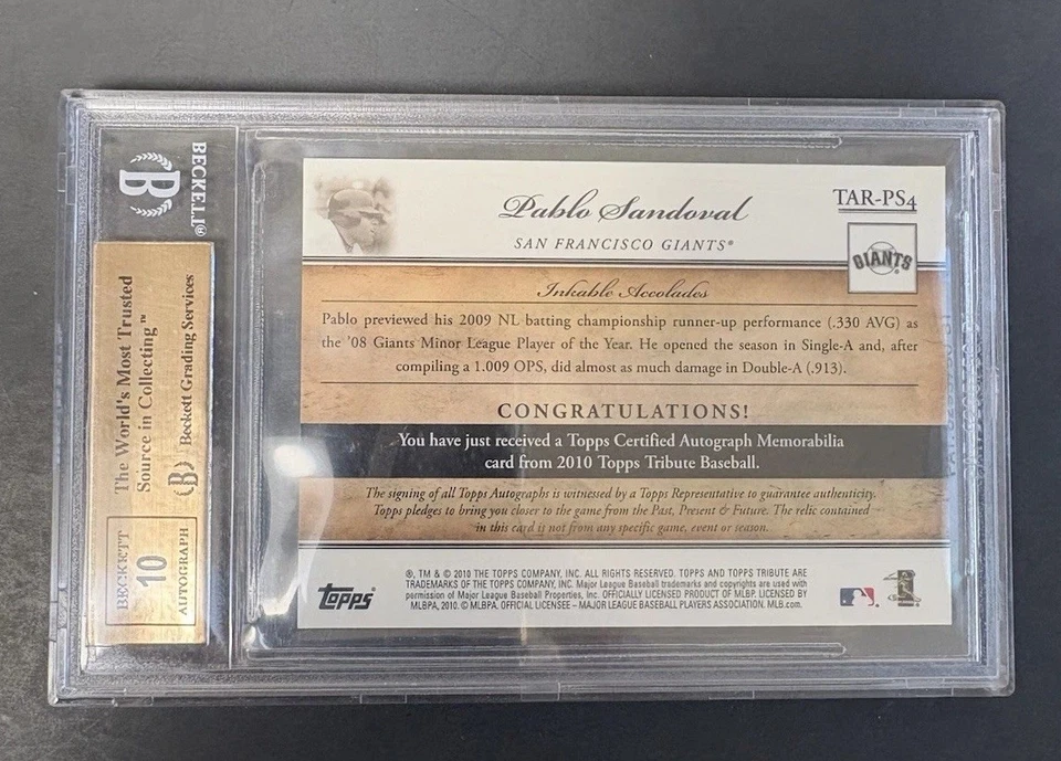 Parche autógrafo homenaje a Pablo Sandoval 2010 Topps 10/25 9,5 GM! Foto 2 de 4