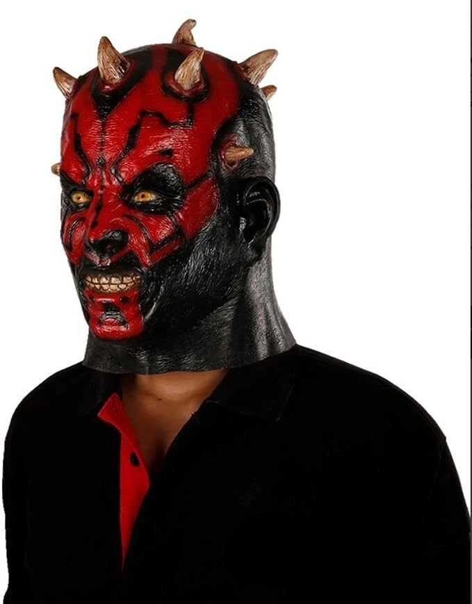 Scary Creepy Halloween Devil Latex Costume Mask - Darth Maul mask - Image 3 of 4