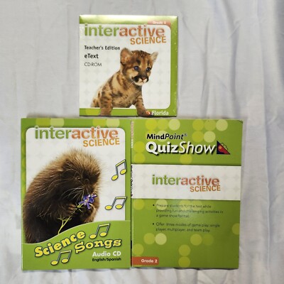 Interactive Science Lot of 3 Grade 2 Teacher eText, Quiz Show, Songs Eng/Spanish
