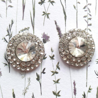Kristall Halo Ohrstecker Silber Pave Rund Statement 2 cm