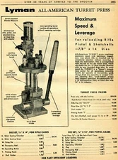 1963 Print Ad of Lyman All American Turret Reloading Press