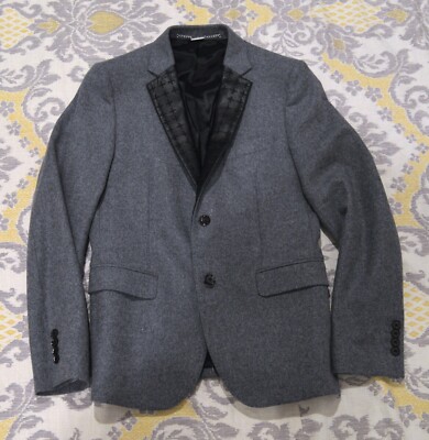 LN! John Richmond black cashmere leather blazer jacket coat Men's 46 S