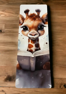 Lovely illustrated Reading Giraffe printed bookmark, Page Saver, Book Lover Gift