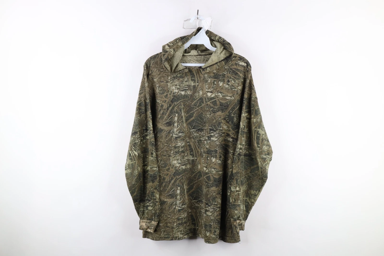 Vintage 90s Streetwear Mens Large Faded Camouflage Lightweight Hoodie T-Shirt