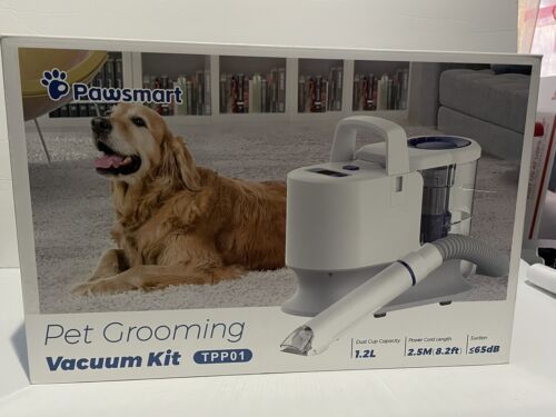 Kit d'aspirateur toilettage pour animaux de compagnie Pawsmart 6 pièces accessoires pour chats gris/blanc - Photo 1/7