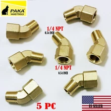 5 PC - 1/4 Inch NPT 45 Degree Street Pipe Elbow brass thread male female