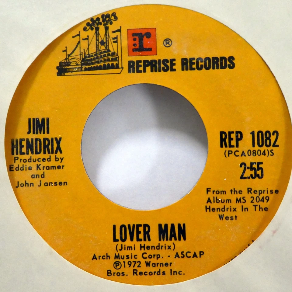 Jimi Hendrix 45 Johnny B Goode / Lover Man 1972 Reprise REP-1082 MINT- #2523 - Image 3 of 3